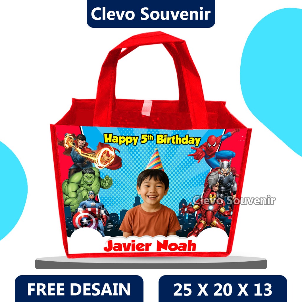 

Tas Ultah Anak Custom Nama & Foto Muat Box KFC Kartun Spiderman