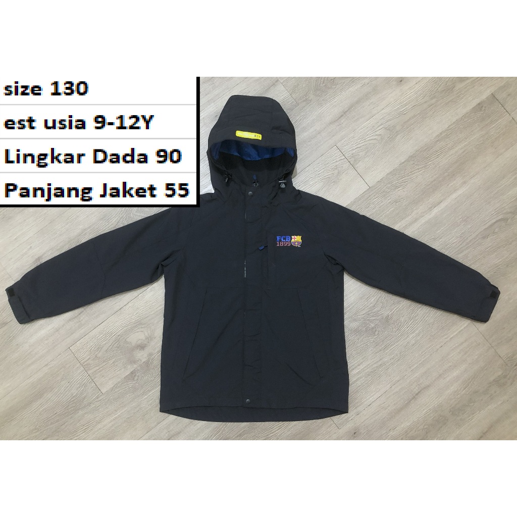Jaket FCB Outdoor Hitam Gunung Waterproof Windproof Anak dan Remaja Dewasa Second Preloved