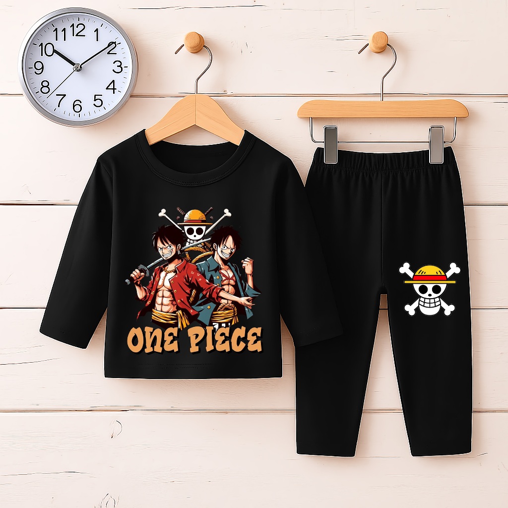 Setelan Baju Piyama Anak ANIME ONE PIECE  Lengan Panjang Dan Celana Panjang 3-10 THN