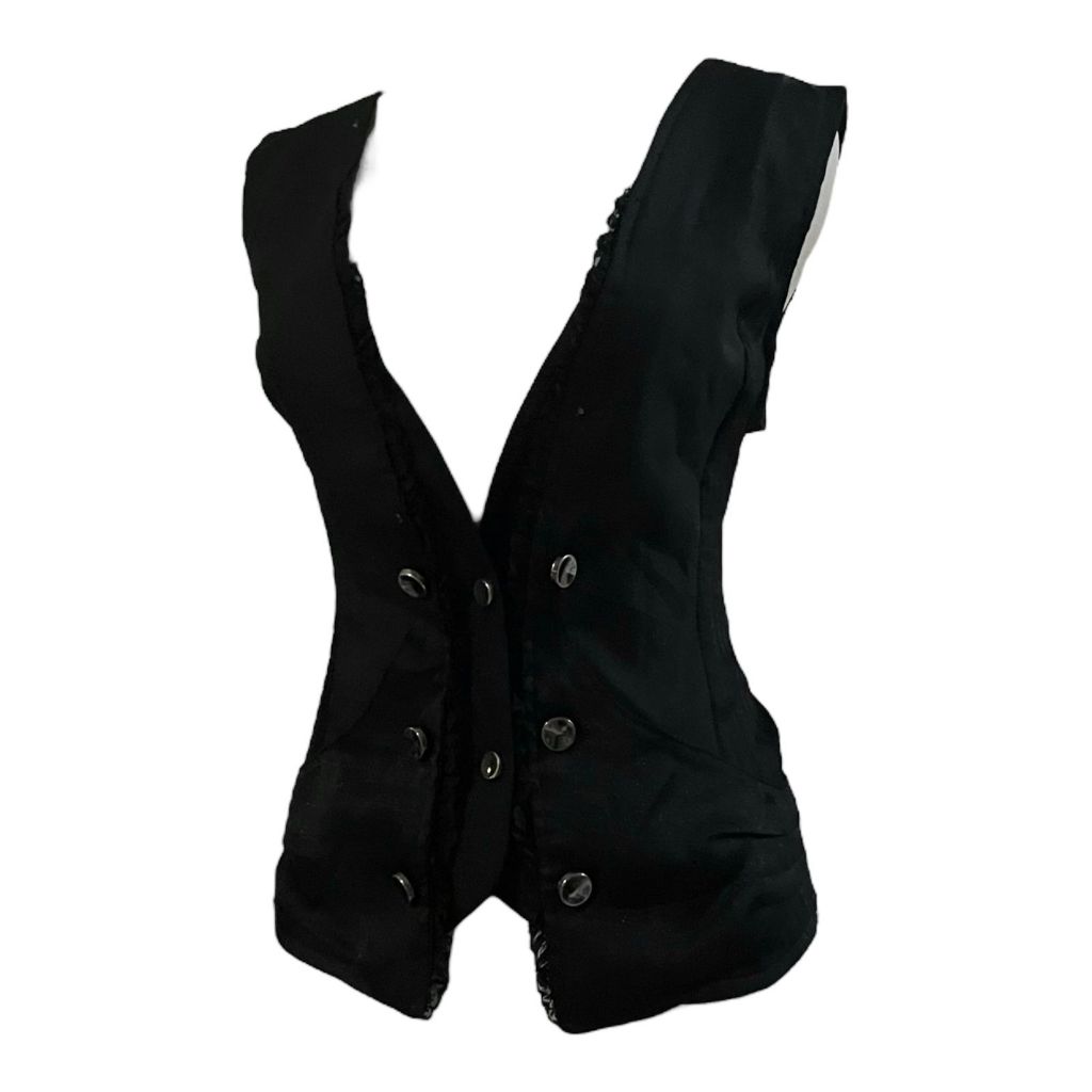 Bling Shimmer Double Buttoned Gothic Lace Black Vest | grunge rock punk Large cosplay size besar bod