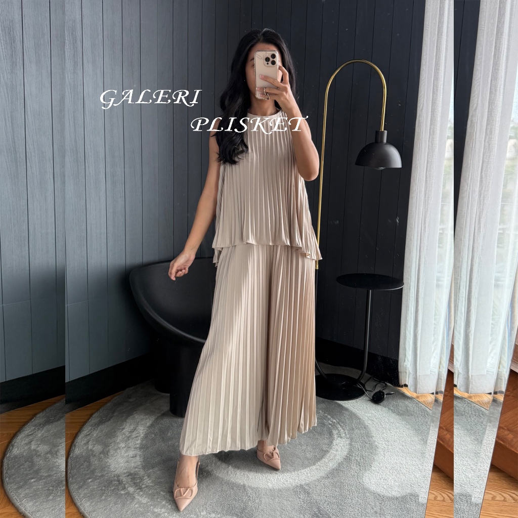 Stelan Kulot Plisket / Stelan Celana Kulot Wanita / Kulot Plisket Standar hyget premium / One Set