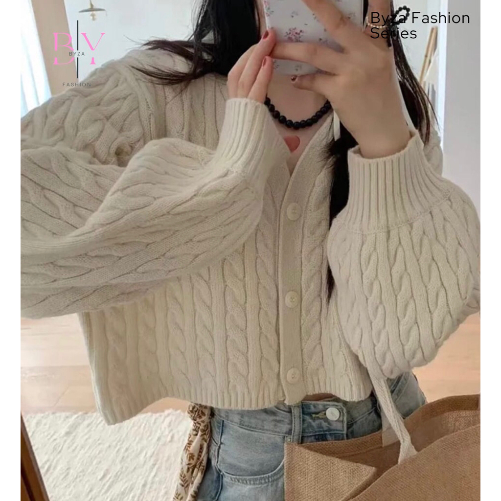 Sweater Cable Korean Atasan Wanita Premium Oversize Outer Cardigan Rajut knit- Byza