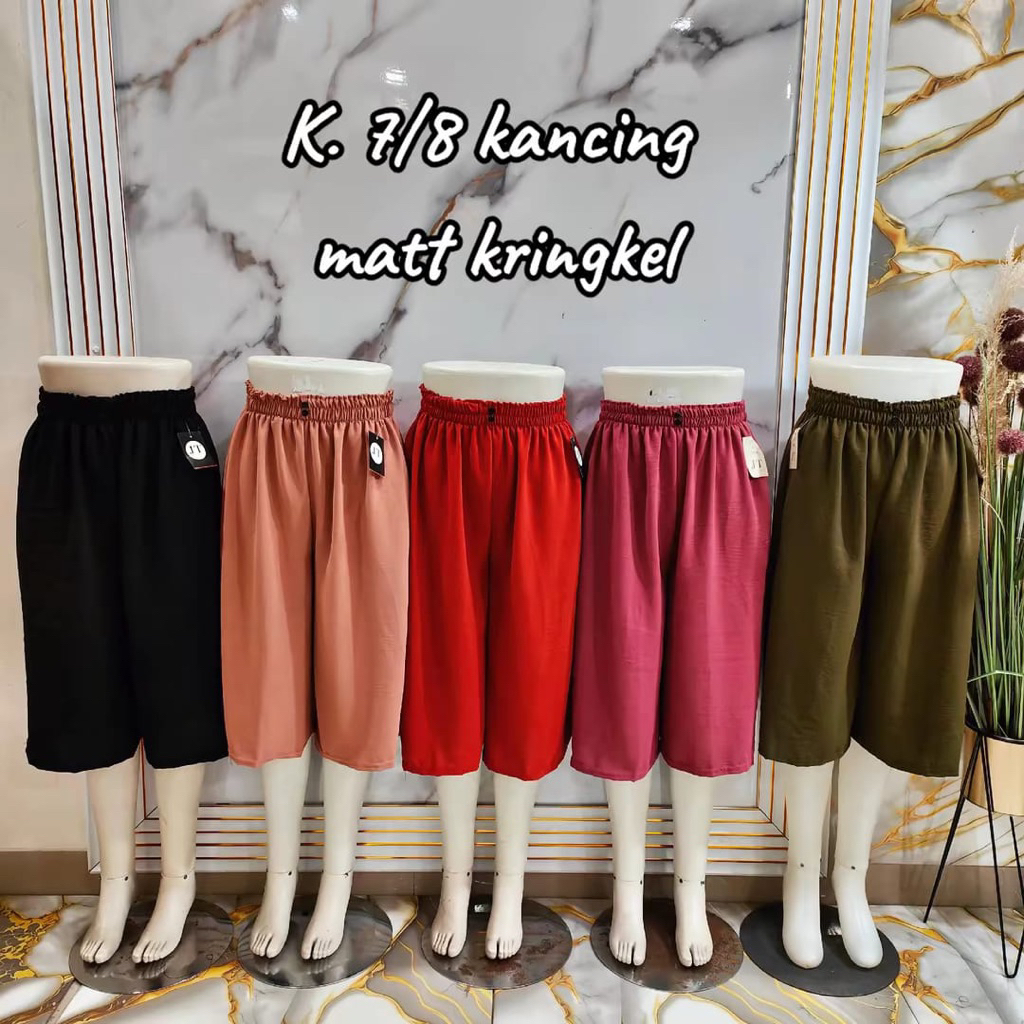 KULOT CRINKLE PENDEK 7/8 VARIASI KANCING CELANA PENDEK WANITA