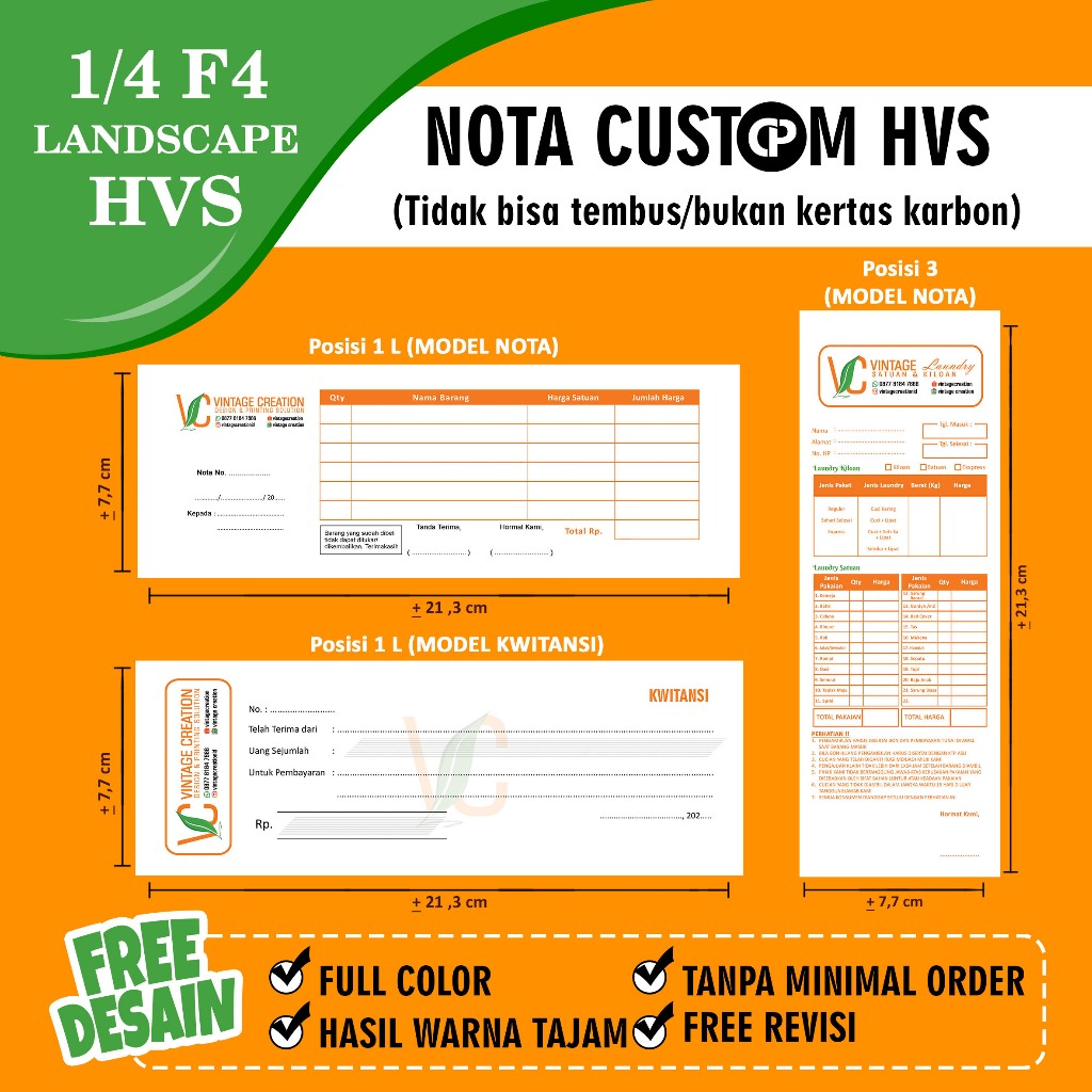 

NOTA HVS UKURAN 1/4 LANDSCAPE F4 FREE DESAIN CUSTOM FULL COLOR 1PLY (NON TRANSFER)