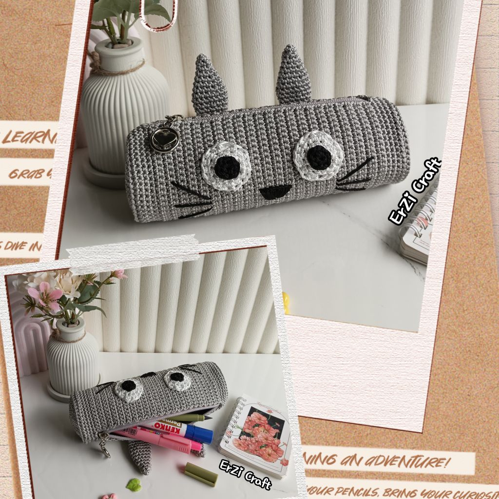 

Crochet pencil case character Tempat pensil karakter totoro handmade imut lucu unik