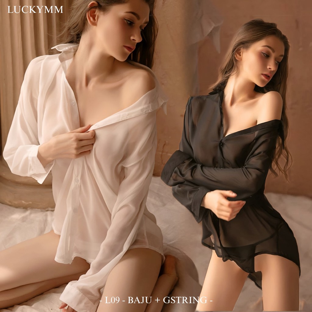LUCKYMM 009 - Sexy Lingerie Kemeja Transparan M-XL Baju Tidur Lingerie Wanita / Baju Sexy Kemeja