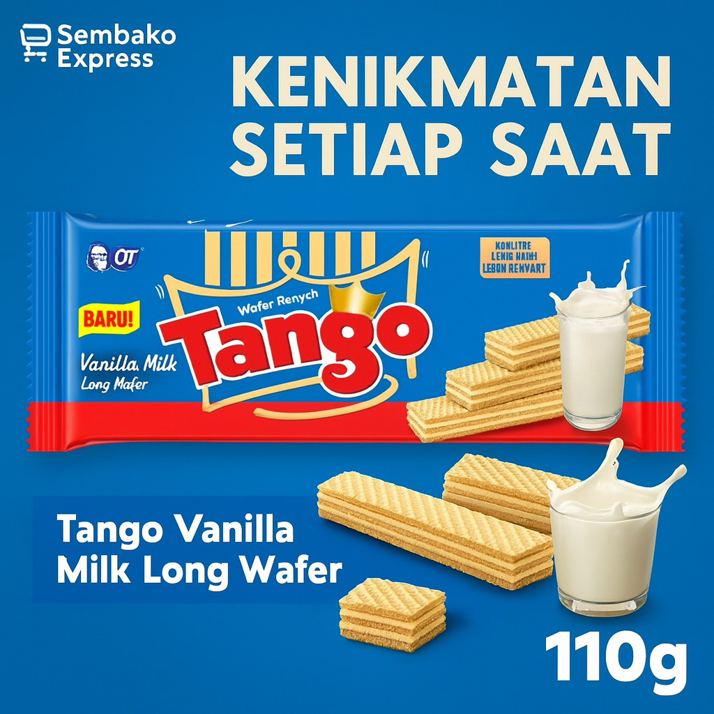 

Tango Vanilla Milk Long Wafer 110g – Wafer Susu Vanilla Renyah & Lembut