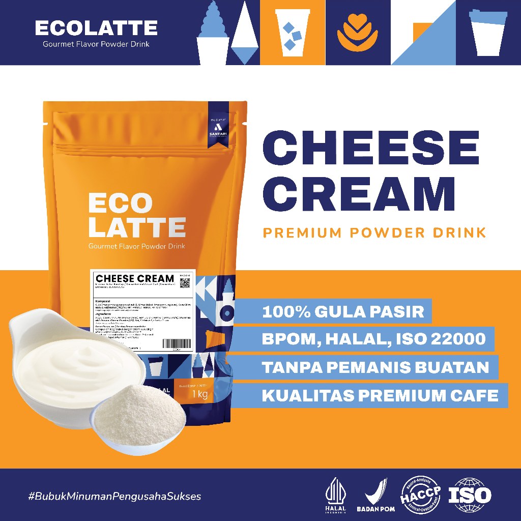 

junaidi_fahmi - ecolatte cheese cream topping 1kg - bubuk topping keju halal bpom shopee