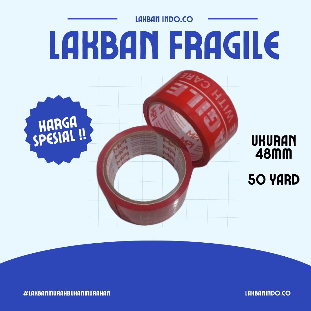 

Lakban murah FRAGILE (jangan dibanting) 50 yard x 48mm
