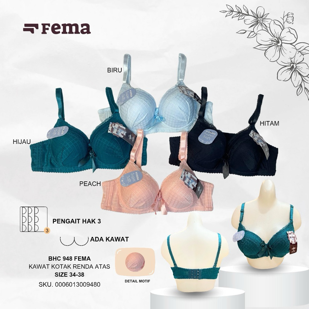 BRA BH FASHION WANITA/ BH BUSA TEBAl KAWAT/ FEMA/ KAIT 3 34-38
