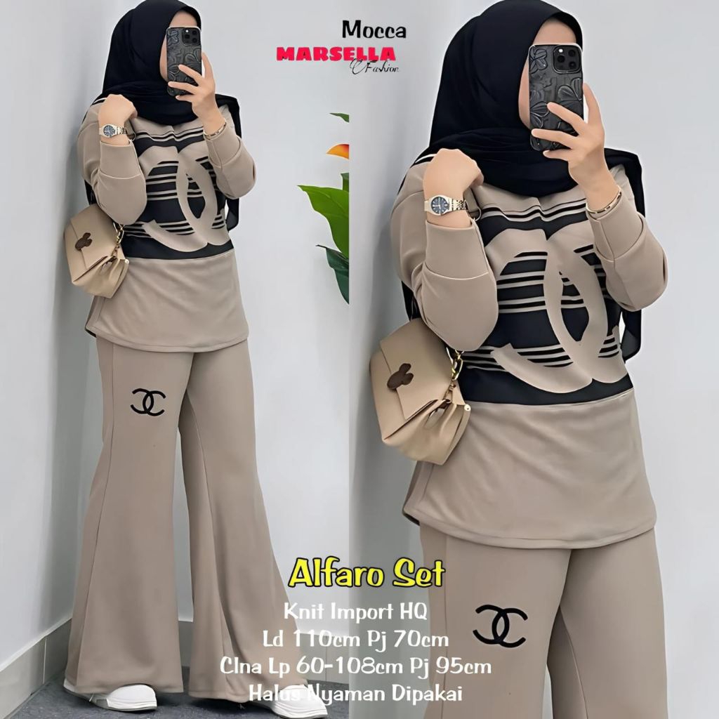 Alfaro set Marsella Fashion set wanita knit premium HQ super cakep kekinian elegan