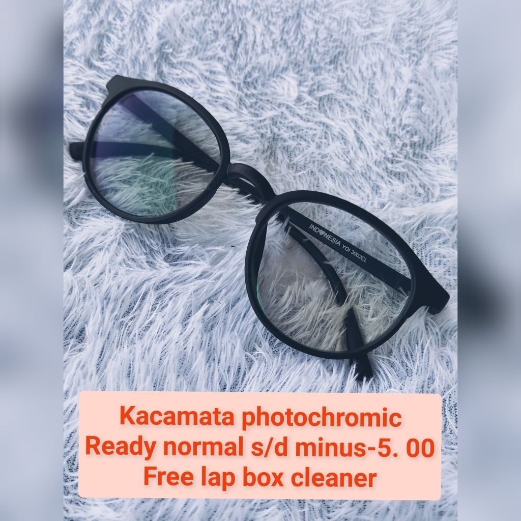 kacamata minus bulat photocromic grey