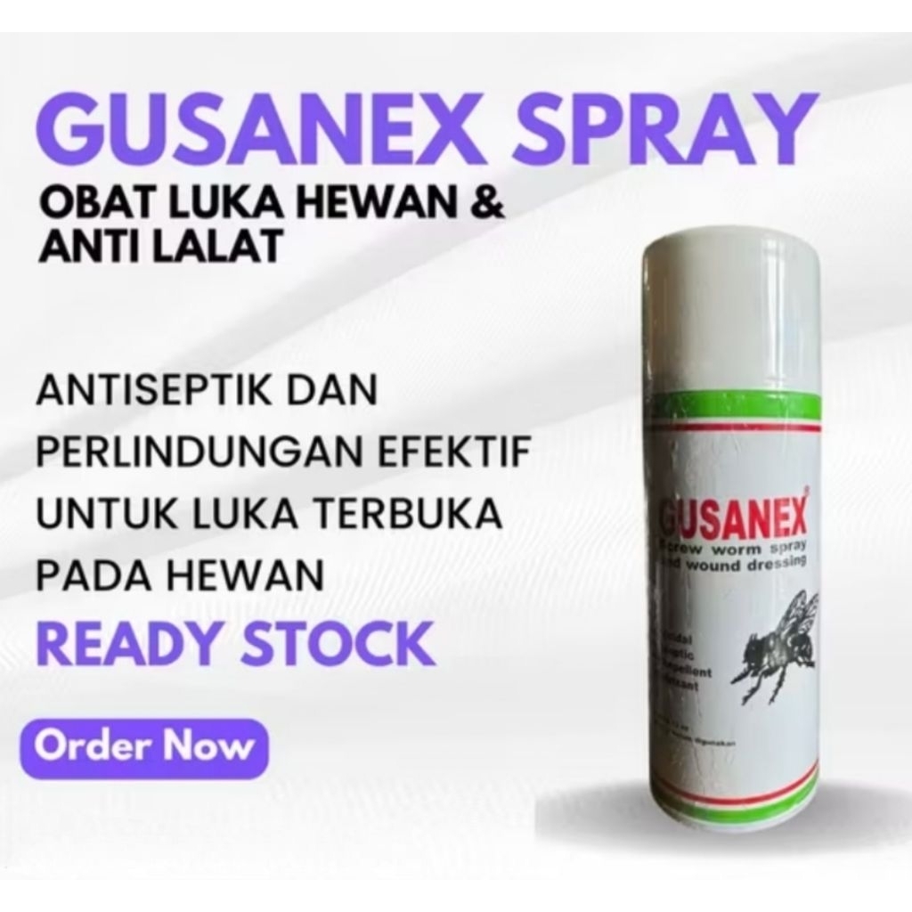 Gusanex Spray Obat Anti Lalat Untuk Luka Hewan 100% Original / Obat Sapi Kambing Anjing Kucing Dll.