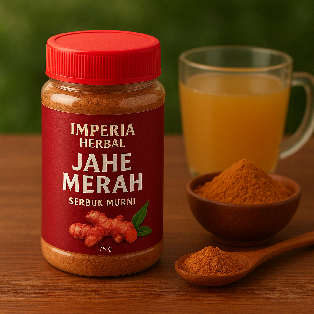 

Jahe Merah Bubuk 75g – Imperia Herbal | Herbal Alami untuk Stamina Pria & Imunitas