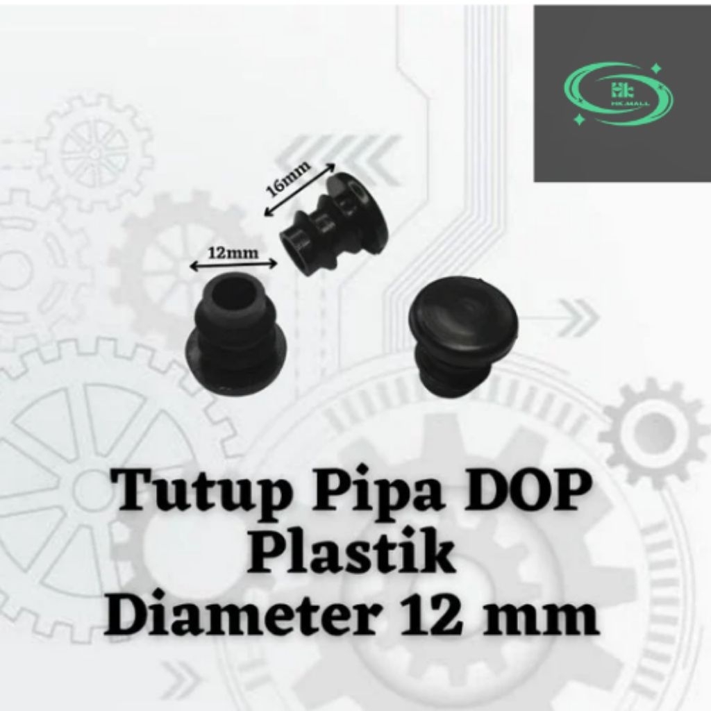 Tutup Pipa Dop 12mm  plastik Alas Kaki Meja Kursi Rak Pipa Besi Bulat