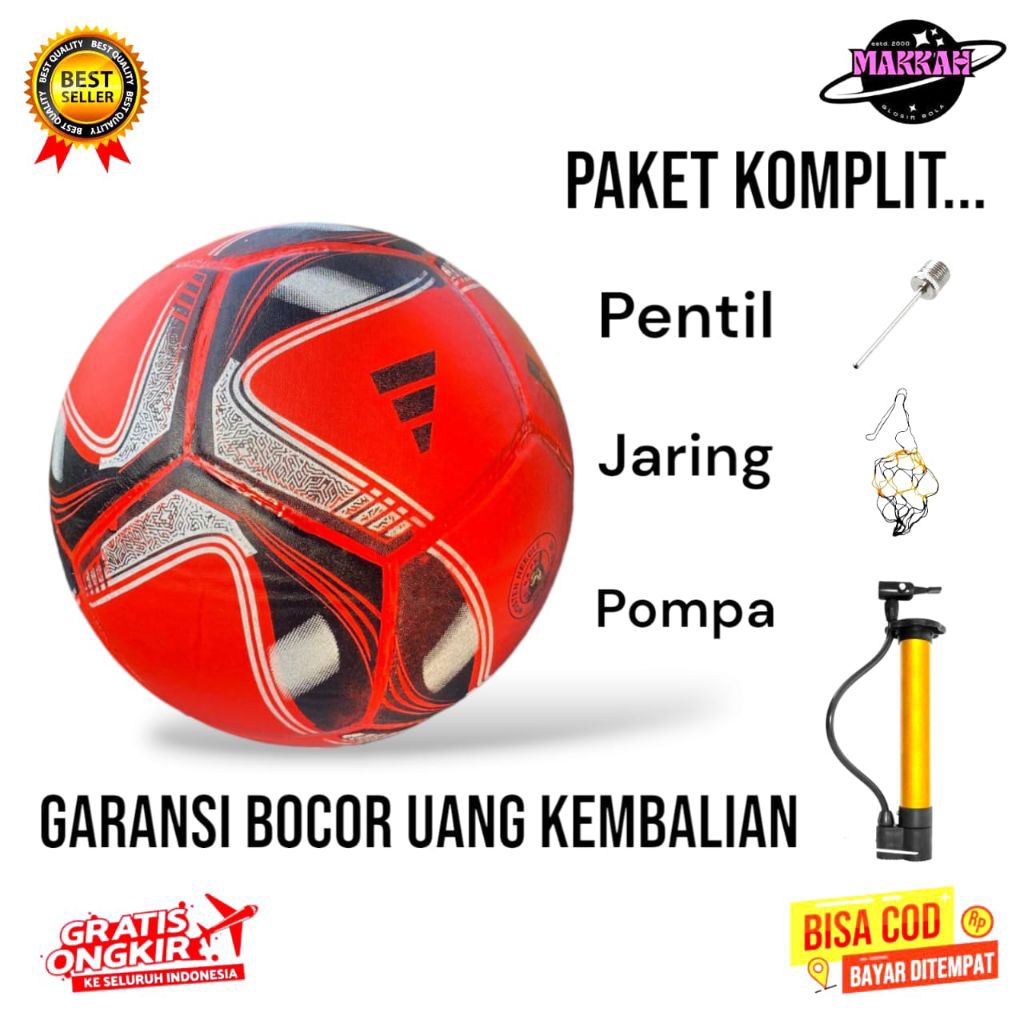 Bola sepak size 5/bola sepak murah/bola bliter bahan aselak/bola kaki ukuran 5 manual bonus pentil j