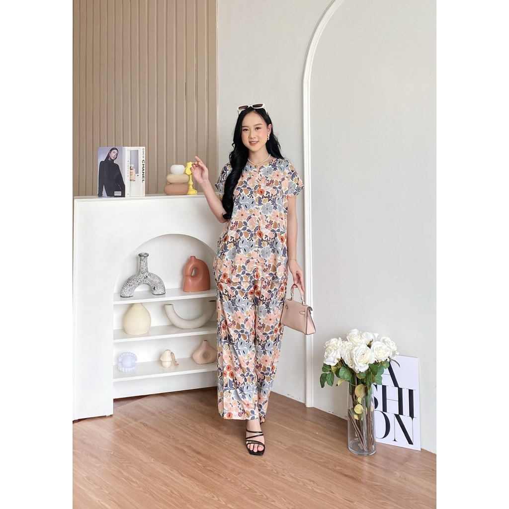 AISHA SET PANJANG / oneset baju pendek + celana panjang best seller