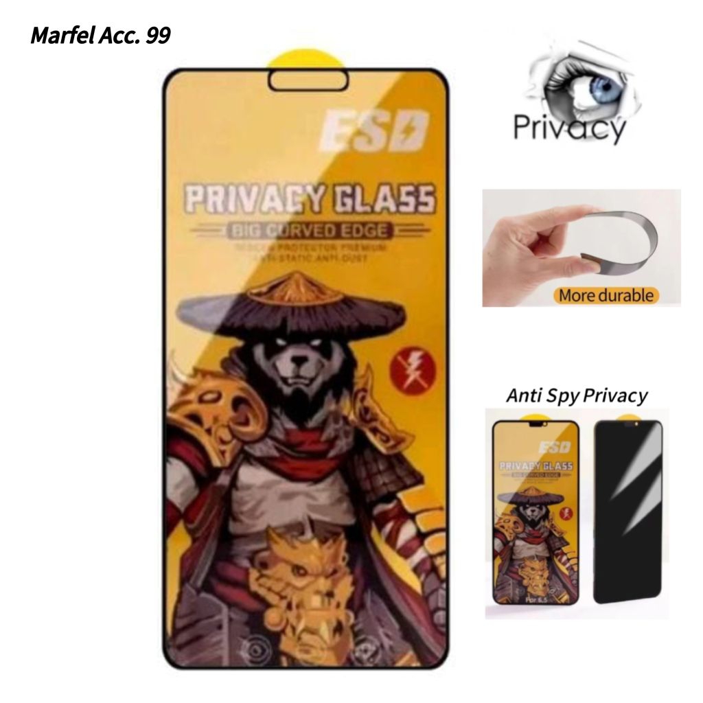 For Oppo A3s Tempered Glass Anti Spy Privacy PANDA Pelindung Layar Kaca Hp