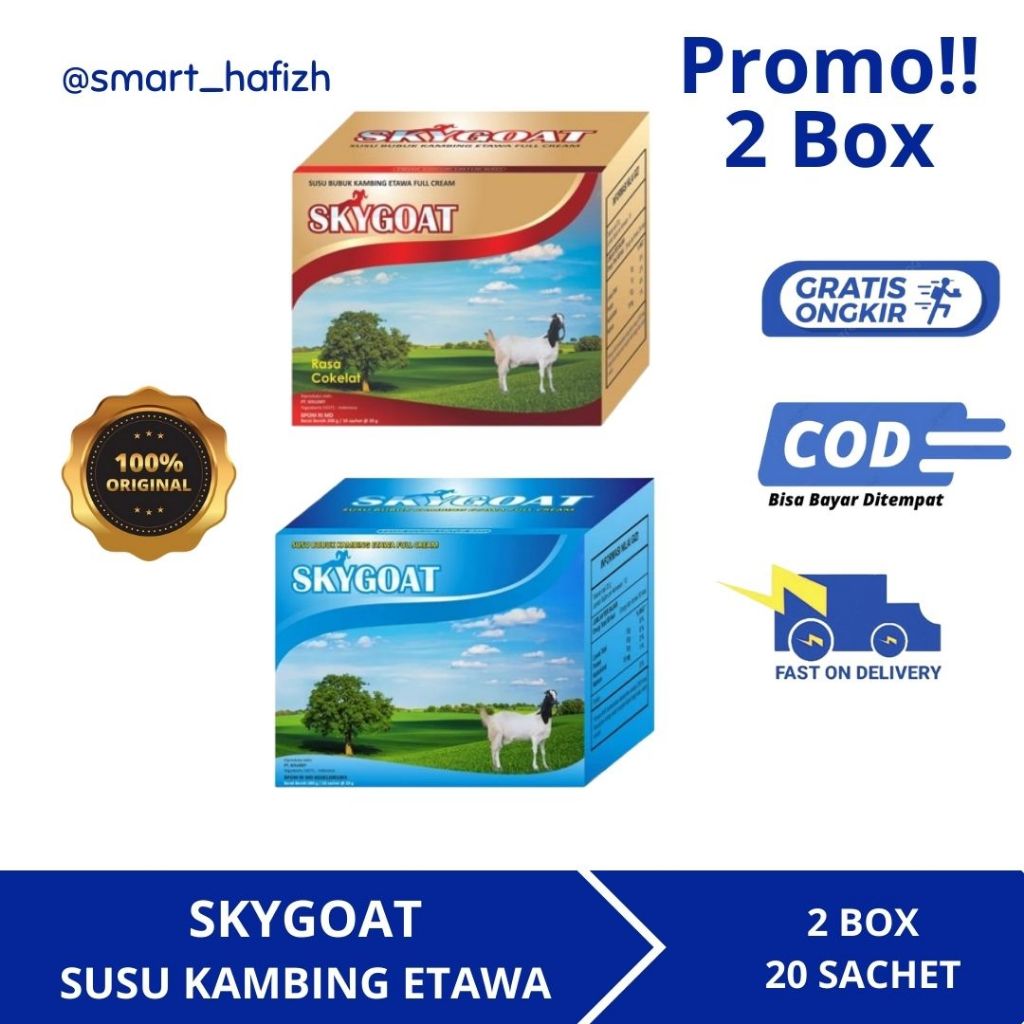 

Sky Goat - Susu Kambing Etawa Bubuk Full Cream Paket 2 Box isi 20 Sachet Original Asli