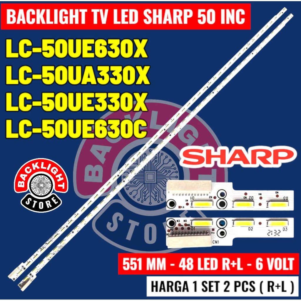 Backlight Tv LED SHARP 50 inc LC50UE630X LC50UA330X LC50UE330X LC50UE630C
