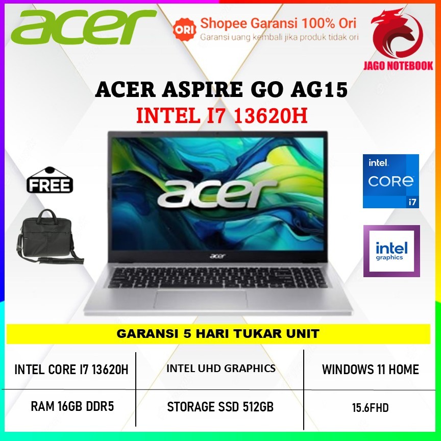 ACER ASPIRE GO AG15 I7 13620 16GB 512GB WINDOWS 11 15.6 FHD