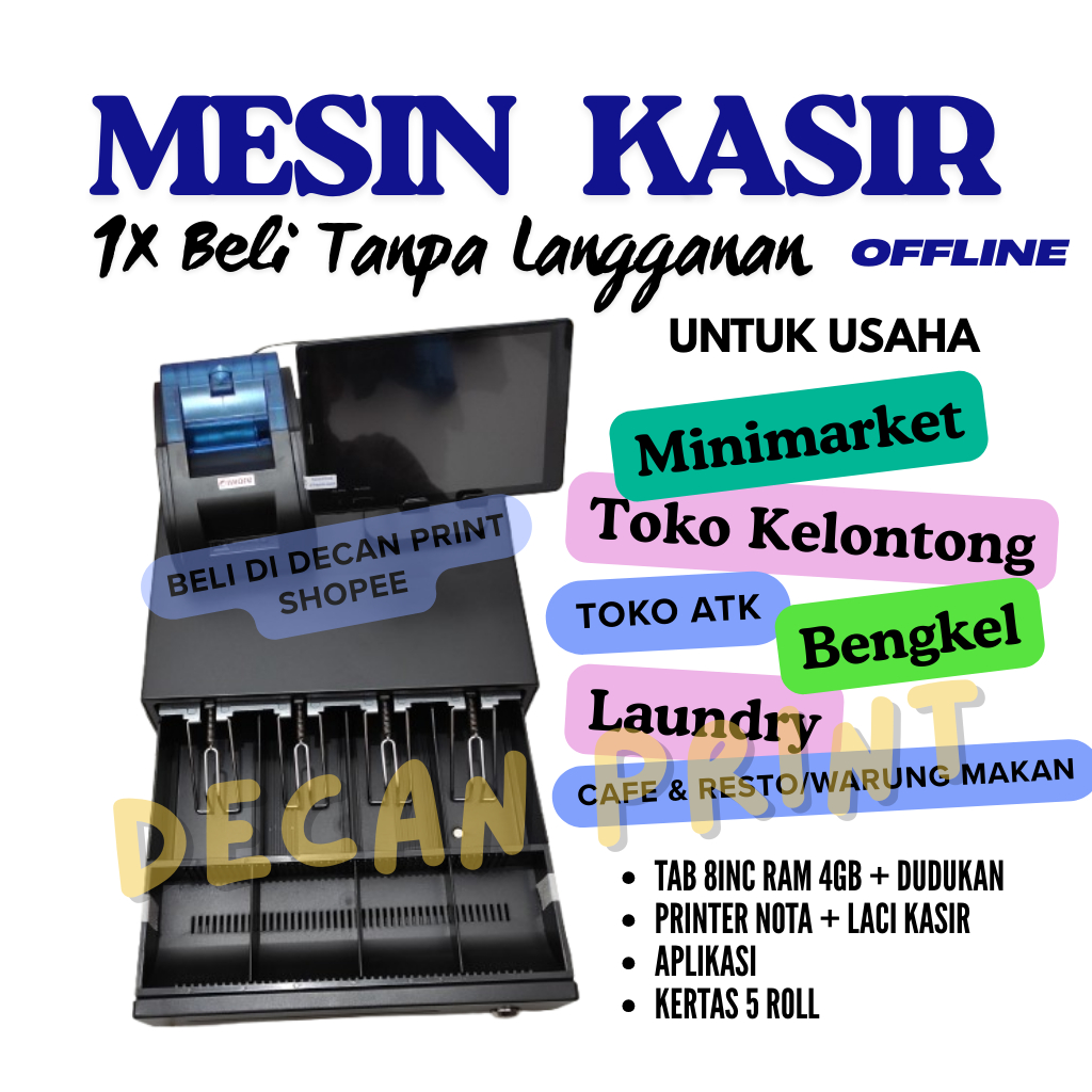 PAKET LENGKAP MESIN KASIR ANDROID RESTO/TOKO
