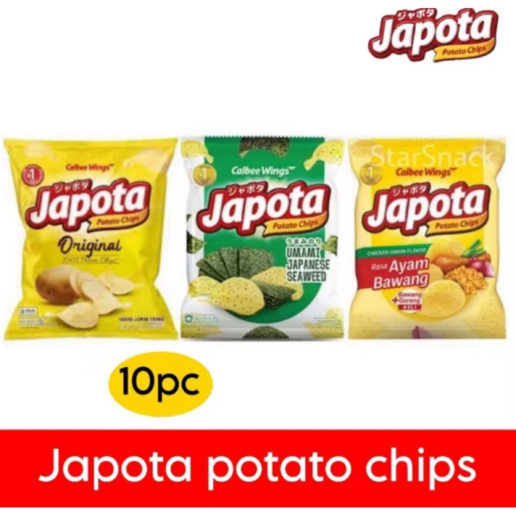 

Snack Grpsir Japota renceng isi 10pcsx14gr Rasa rumput laut,ayam bawang,dan original