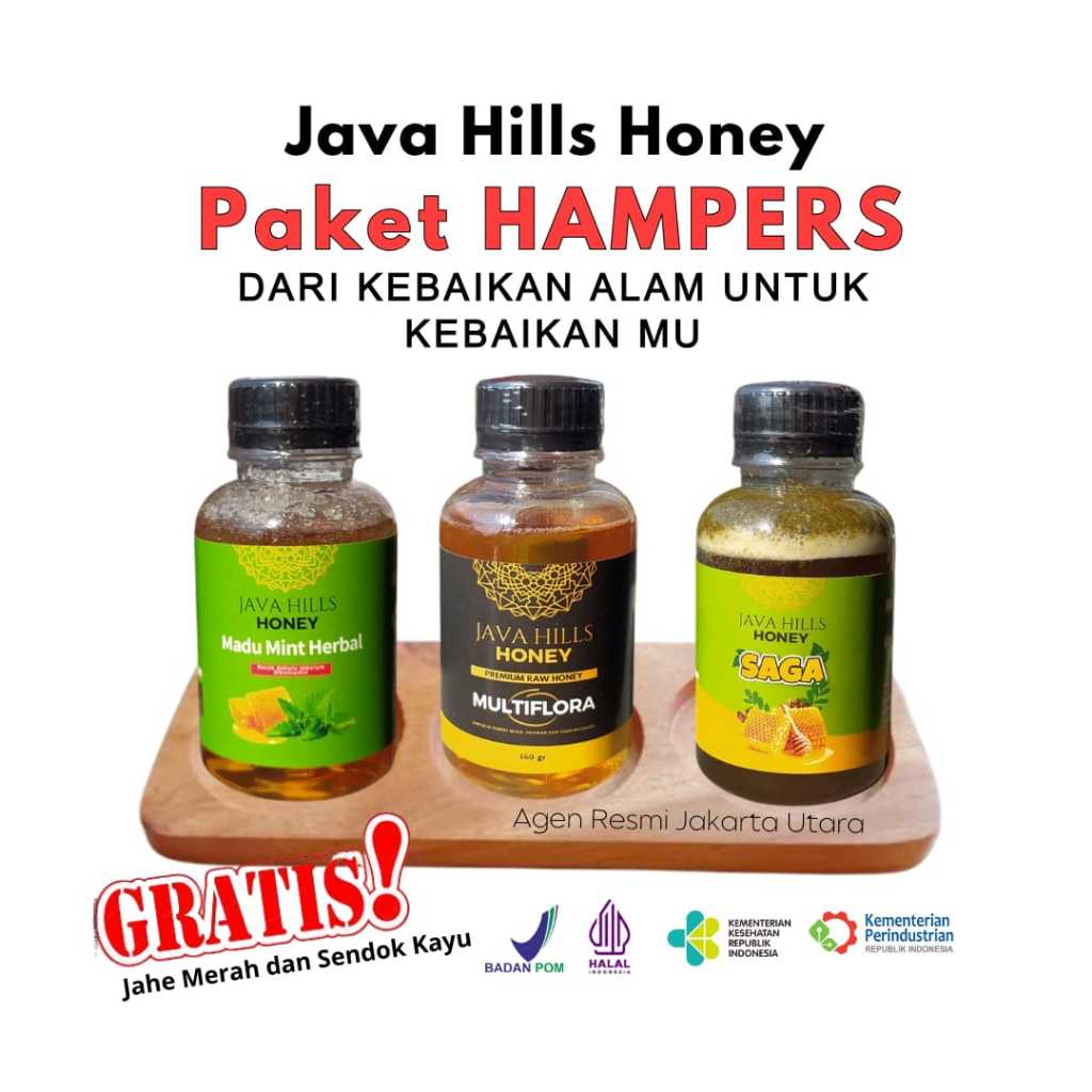 

Java Hills Honey Paket Hampers Madu Mint Batuk Pilek, Multiflora Imunitas, Saga Sariawan Tenggorokan