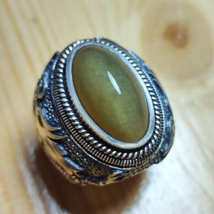 Batu pandan lumut small juara 1 kontes ring perak handmade mewah