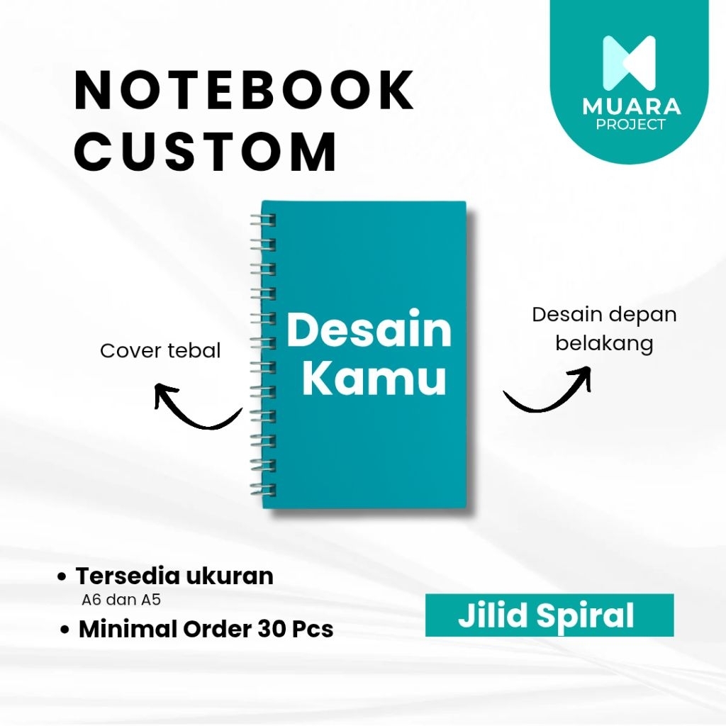 

Notebook A5/A6 spiral custom, sampul suka-suka, cetak nama/logo, cocok untuk hadiah & kantor