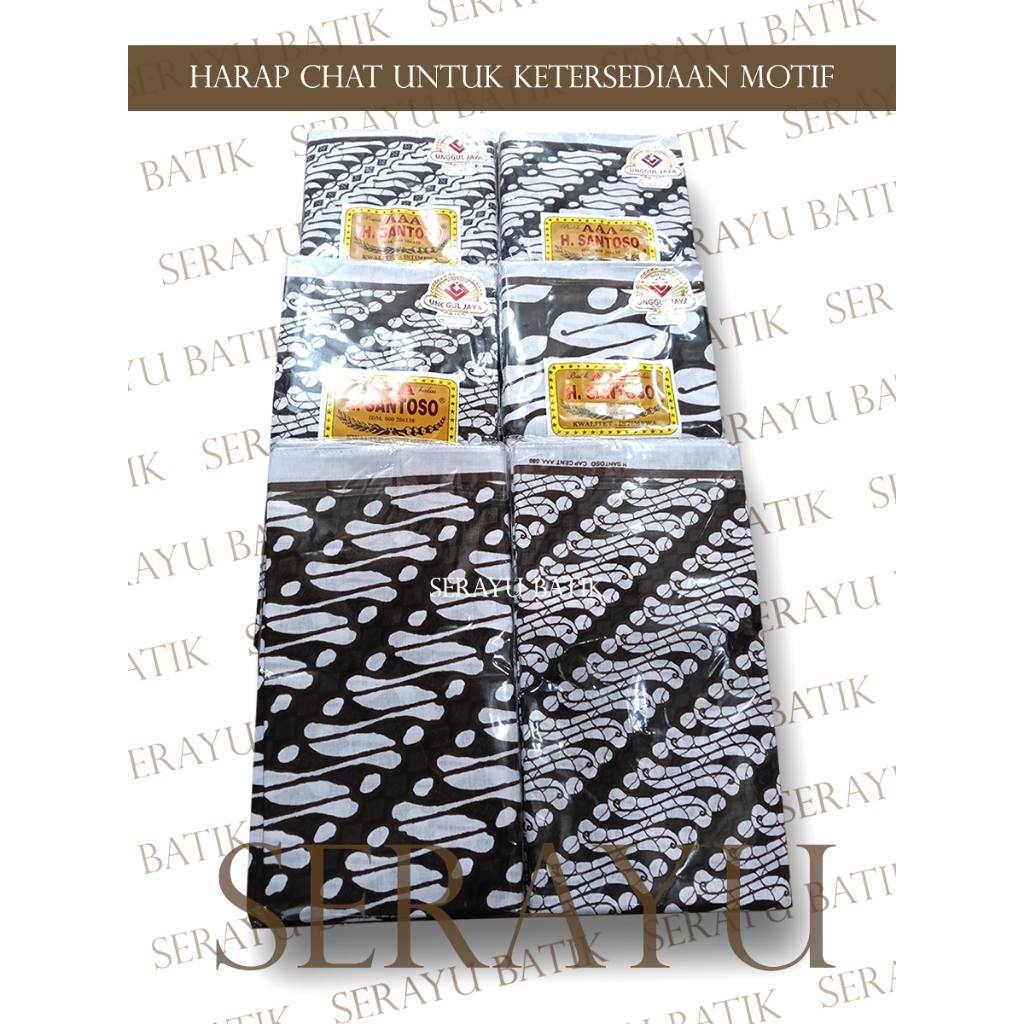Kain Batik / Jarik / Sewek H Santoso AAA Cap Cent Solo Sogan / Jogja Putih