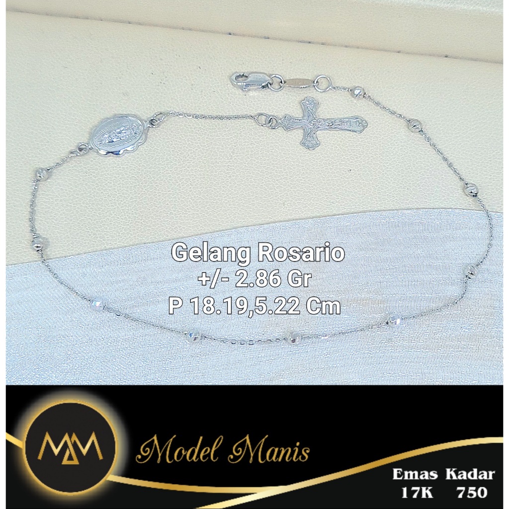 Model Manis Gold - Gelang Rosario Putih - Emas 17k  750
