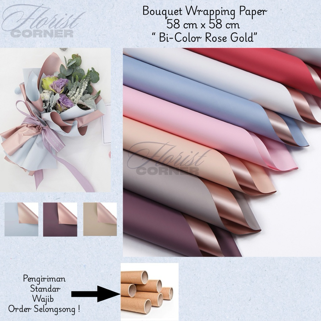 

[ Per Pack ] Kertas Buket BiColor Rosegold / Cellophane Flower Wrapping