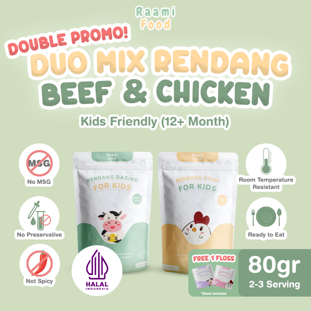 

Raami Food Rendang For Kids – Varian Rendang Sapi & Ayam, Tidak Pedas, No MSG, Aman, Gurih, Lezat Untuk Anak