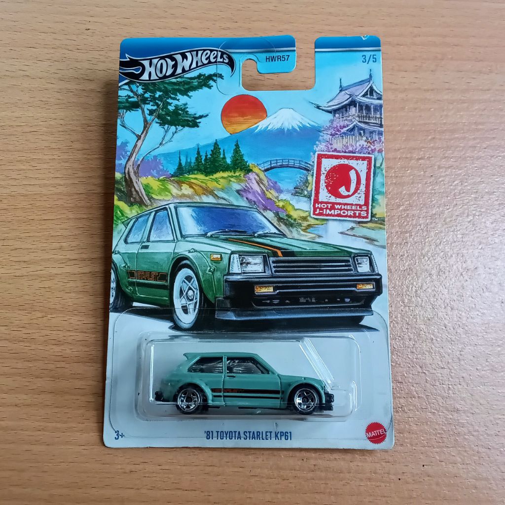 Diecast Hot Wheels HW J Imports 81 Toyota Starlet KP61 Hijau