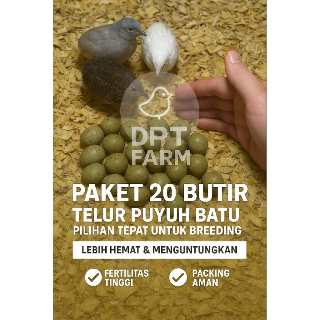 Paket Hemat 20 Butir Telur Puyuh Batu Fertil – Siap Tetas Breeding & Koleksi | DPT FARM