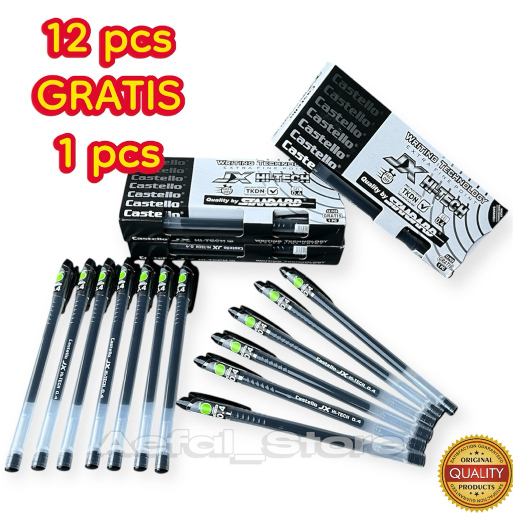 

[12pcs Bonus 1pcs] Bolpen Pulpen Pena Standard Castello JX Hitech 0.4