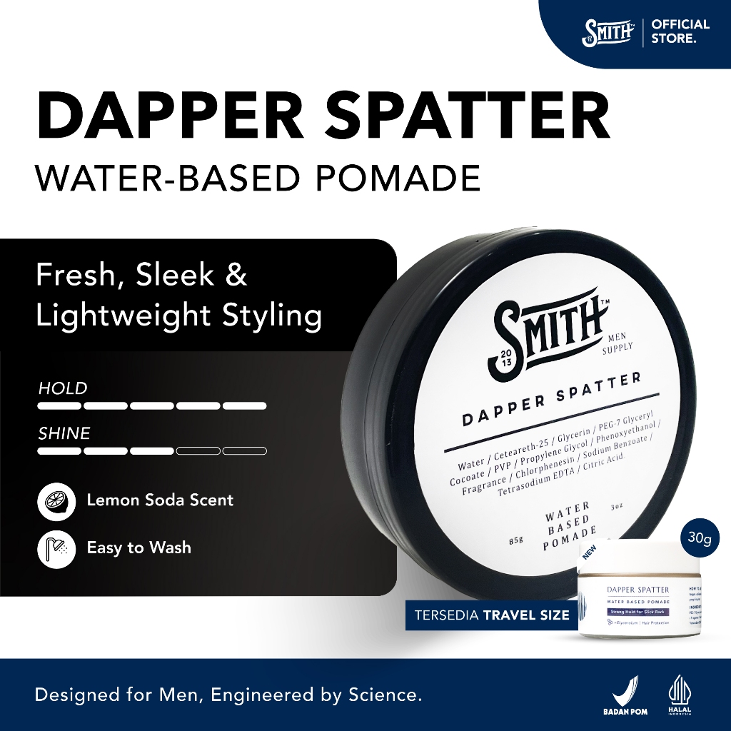 Smith Men Supply - Pomade Water Based Dapper Spatter 85gr | Pomade Rambut Pria | Minyak Rambut Pria 