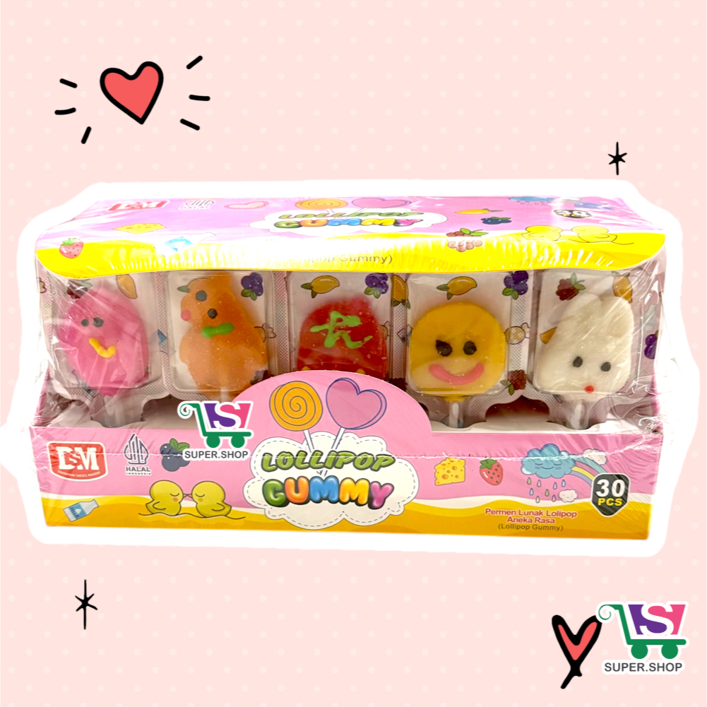 

ISI 30 Pcs / Box Lollipop Gummy Mint Permen / Recommended