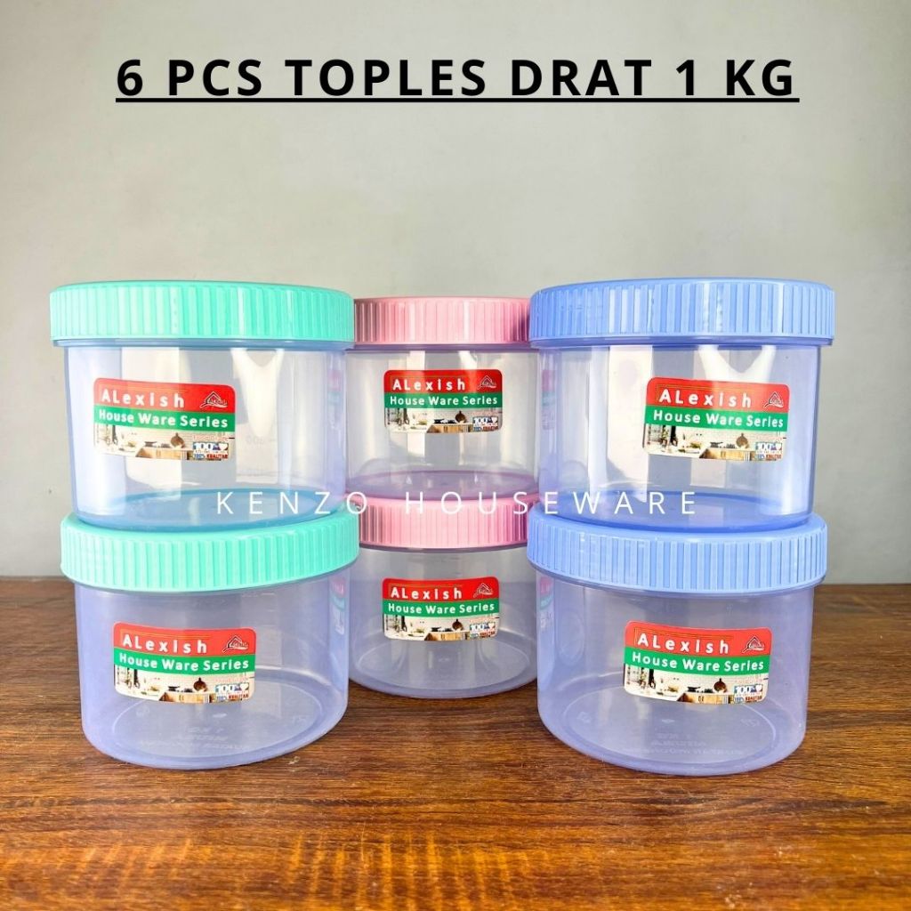 Toples 1 KG Kue Kering Lebaran Toples Tabung DRAT ALEXISH Transparan Bening Kedap udara
