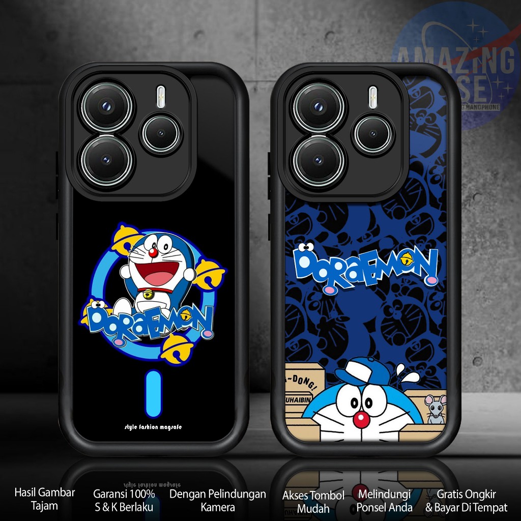 Softcase Glass kaca For REDMI NOTE 14 5G DORAEMON Casing Handphone Case Hp Procamera