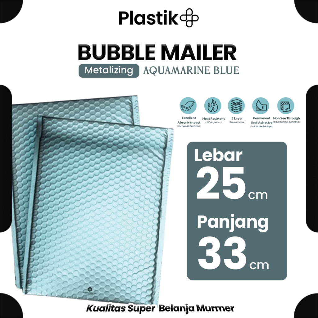 

AMPLOP BUBBLE MURAH|BUBBLE MAILER|BUBBLE PACKING LIGHT BLUE METAL 25 x 33