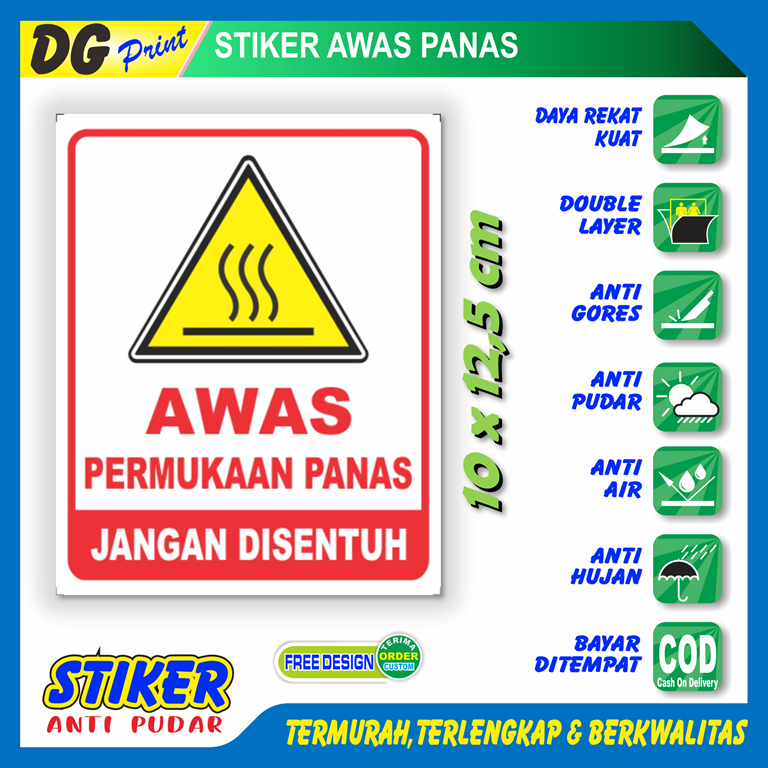 

Stiker tulisan awas panas jangan disentuh sticker peringatan barang berbahaya keselamatan pembeli