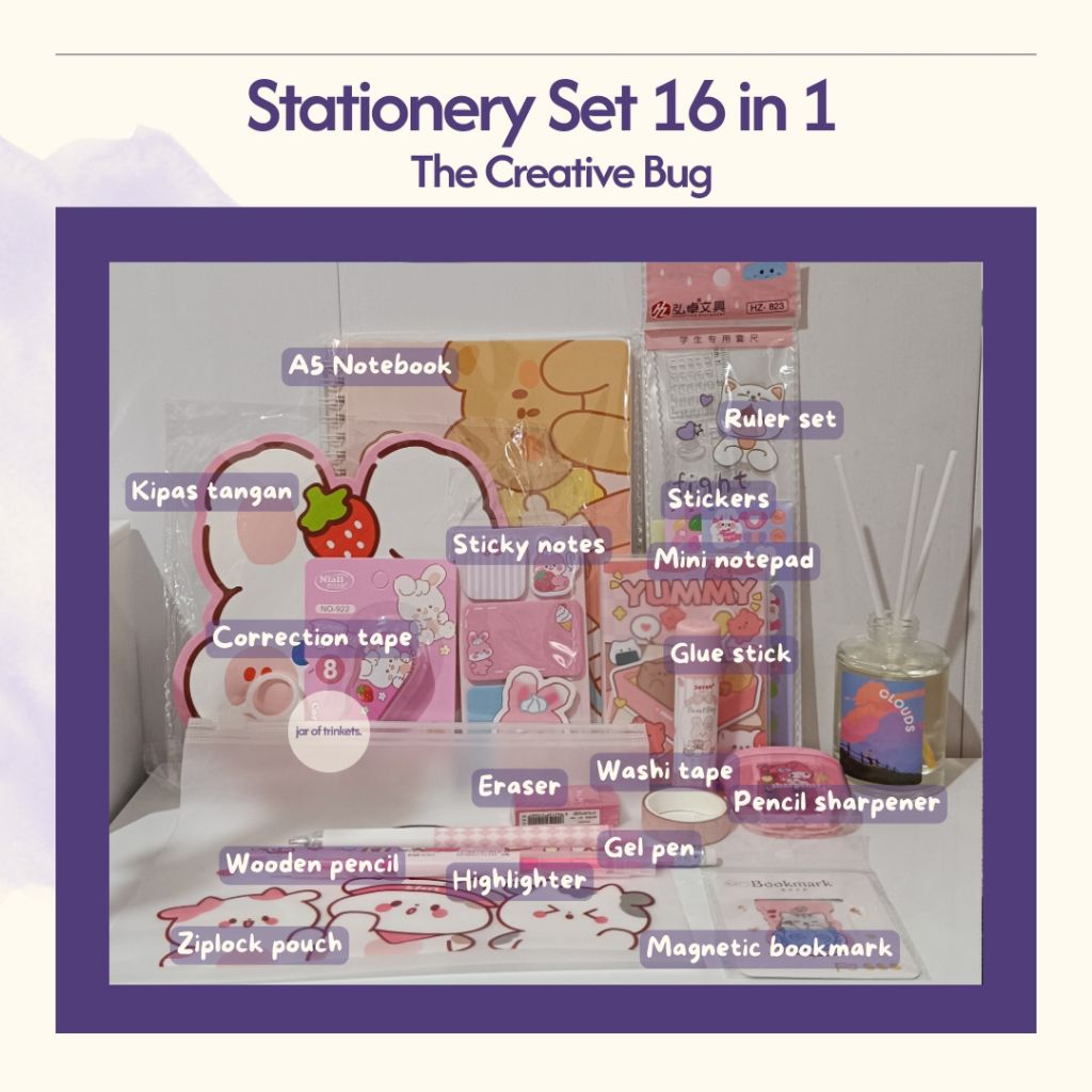 

Stationery Set by Jar of Trinkets "The Creative Bug" Stationery Kit / Paket Alat Tulis Sekolah Kantor Lucu