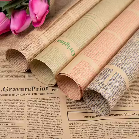 

[ 20 Lembar ] Kertas Buket Koran Newspaper English Vintage Craft Flower Wrapping Paper Untuk Kado