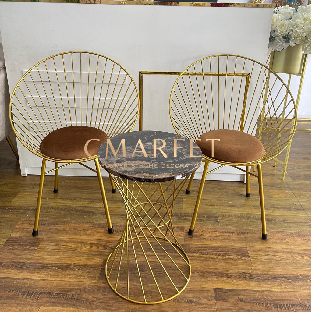 kursi teras kerang bahan besi 1set