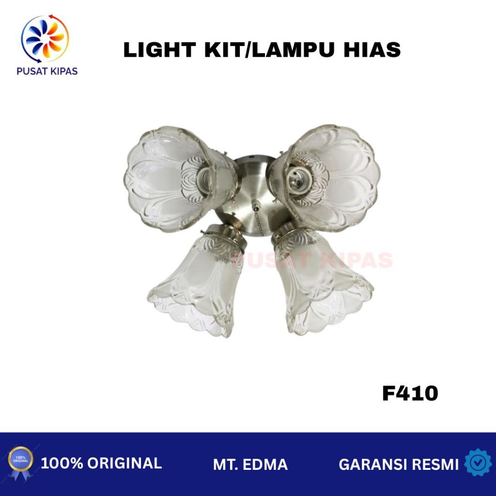 Kaca Lampu Hias F410 Kipas Angin Gantung MT.EDMA