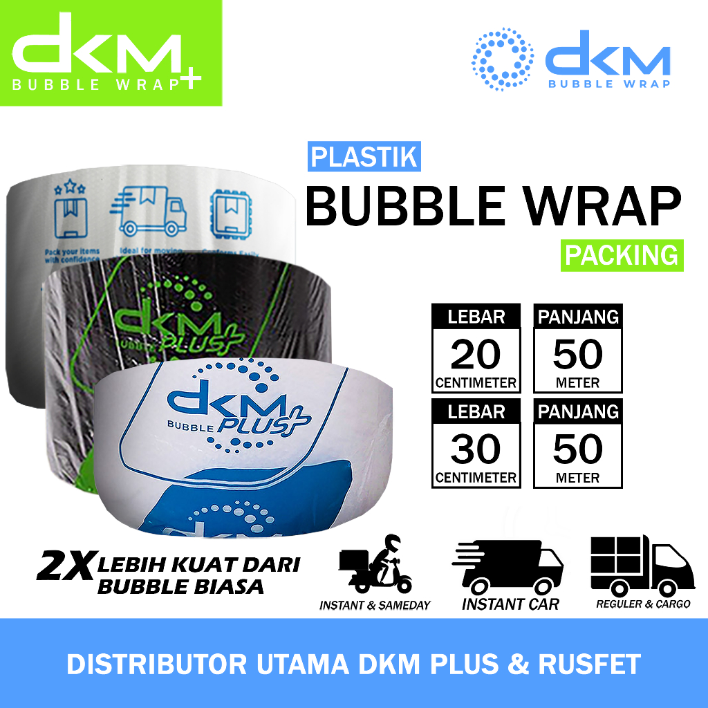 

Plastik Bubble Wrap DKM Potongan 30cm 40cm 20cm x 50m Putih Bening & Hitam Packing Roll