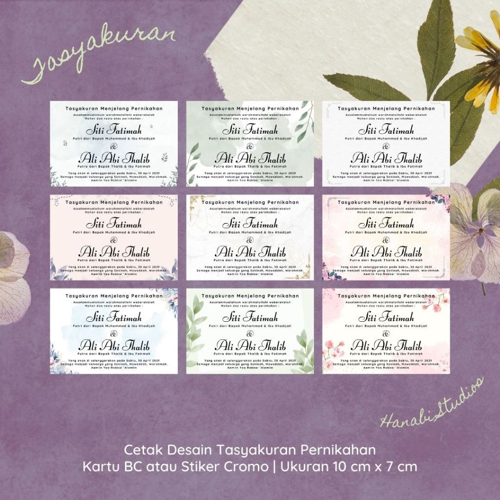 

Cetak Kartu atau Stiker Tasyakuran Pernikahan Tasyakuran Menjelang Pernikahan