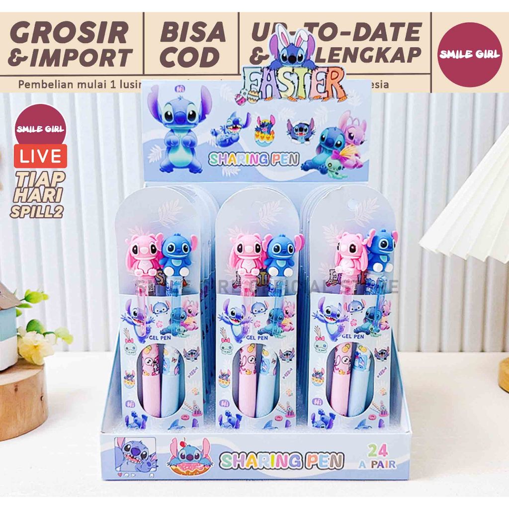 

SG | PUSAT GROSIR | 48/144 PACK/PCS - ATK Pulpen Stitch Lucu Kelengkapan Alat Tulis Sekolah Anak